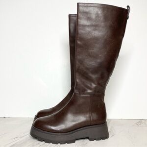 Vince Camuto Nettrio Brown Leather Lug Sole Tall Boot 6M